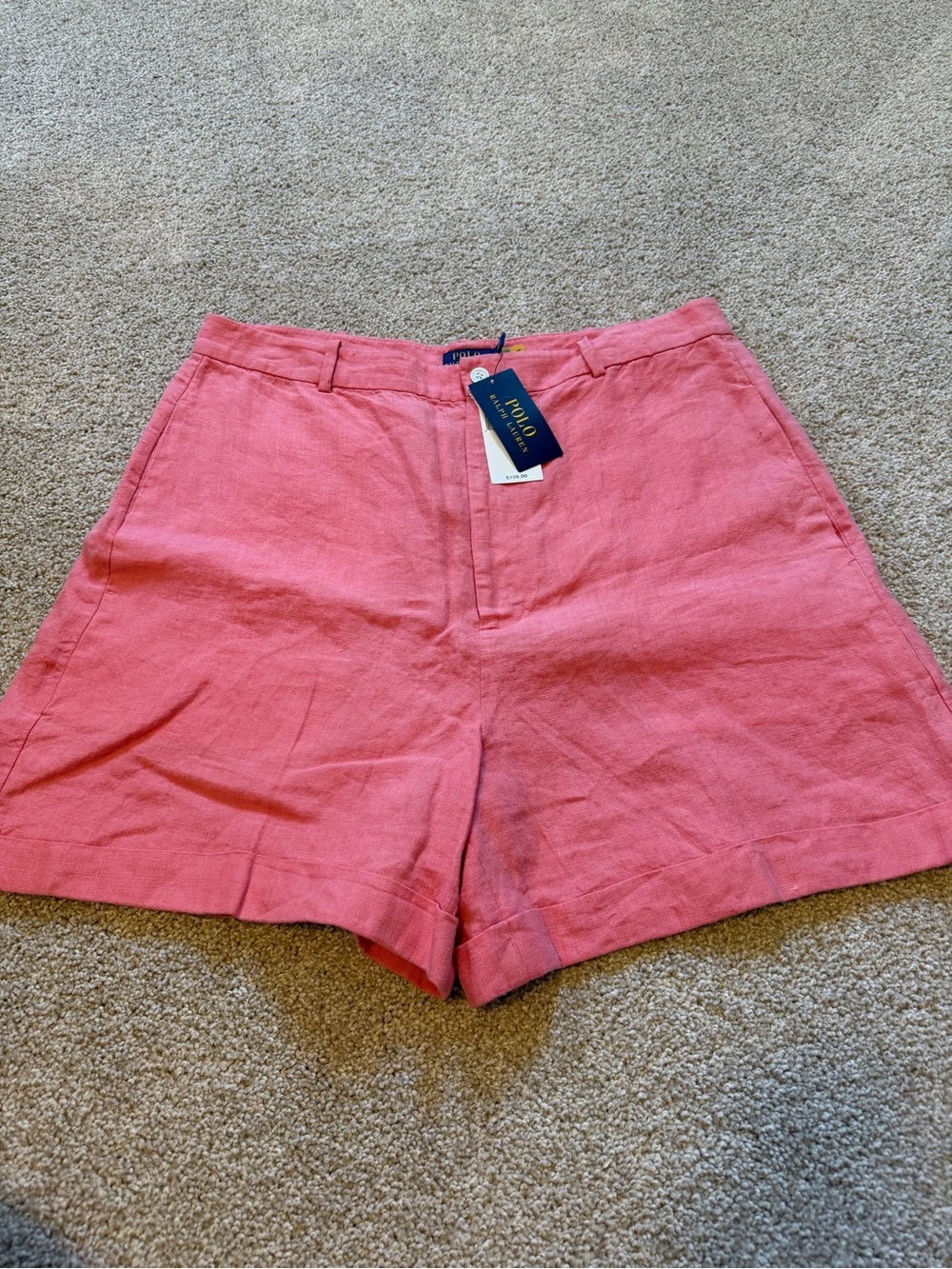 Polo Ralph Lauren Linen LYDA SHT-FLAT FRONT shorts pink 14 NWT